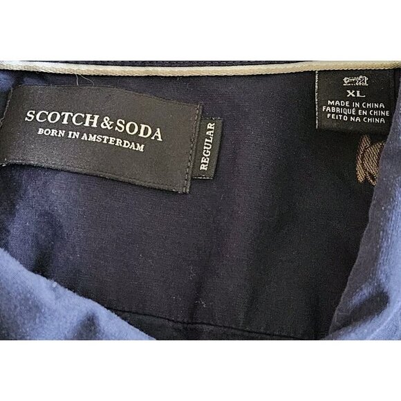 Scotch & Soda Shirt Men XL Navy LS Button Up Abstract Embroidery Boho Pocket - Picture 3 of 16